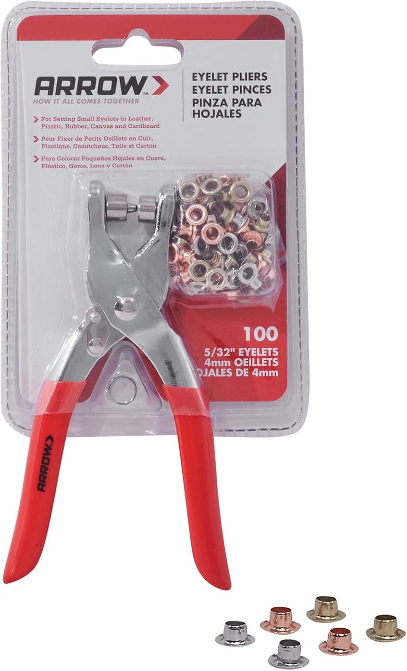 Arrow Fastener Arrow GEPK532 Eyelet Tool Kit, Hole Punch Pliers for Fabric, Leather, Canvas, Includes 100 Eyelets, 5/32-Inch, Gold,silver - Image 1